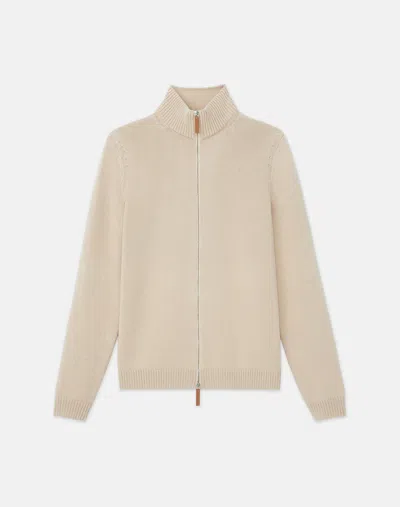 Lafayette 148 Cotton-silk Tape Knit Bomber In Pampas Plume