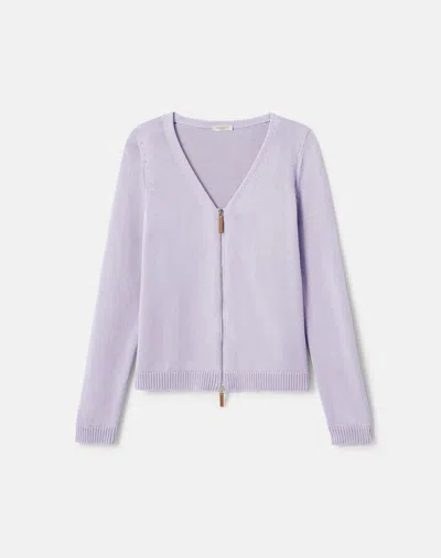Lafayette 148 Cotton Silk V Neck Bomber Cardigan In Purple