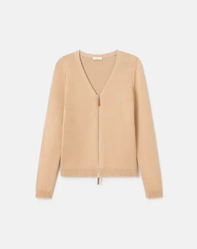 Lafayette 148 Cotton Silk V Neck Bomber Cardigan In Neutral