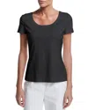 Lafayette 148 Cotton-stretch Basic Tee In Black