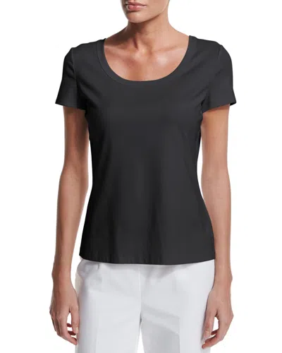 Lafayette 148 Cotton-stretch Basic Tee In Black