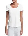 Lafayette 148 Cotton-stretch Basic Tee In White