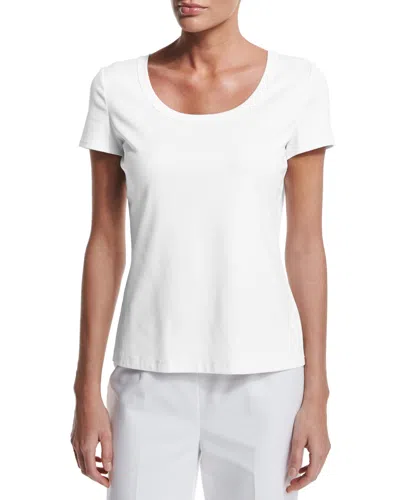 Lafayette 148 Cotton-stretch Basic Tee In White