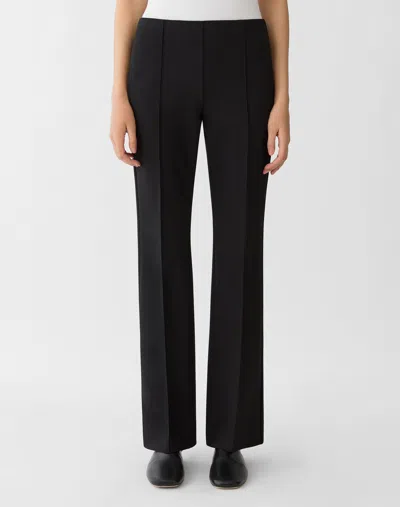 Lafayette 148 Cotton Stretch Pintuck Flared Slim Pant In Black