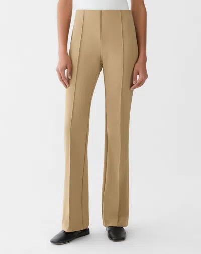 Lafayette 148 Cotton Stretch Pintuck Flared Slim Pant In Brown