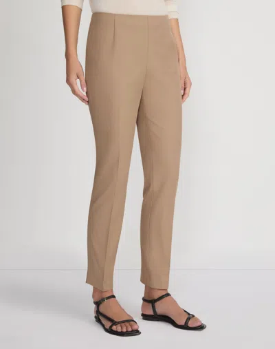 Lafayette 148 Cotton Stretch Twill High Rise Slim Cropped Pants In Brown