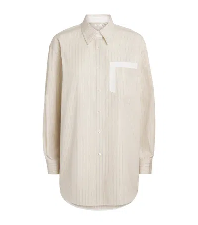 Lafayette 148 Cotton Stripe Shirt In Neutral