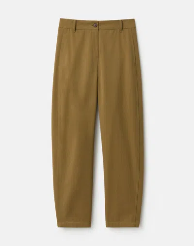 Lafayette 148 Cotton Twill Barrel Leg Chino Ankle Pants In Green