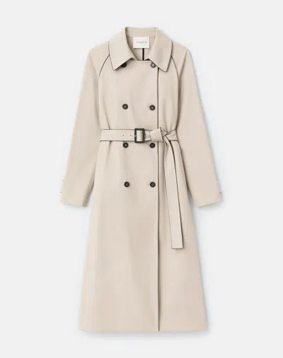 Lafayette 148 Cotton Twill Belted Trench Coat In Gray