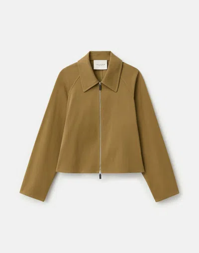 Lafayette 148 Cotton Viscose Twill Short Swing Jacket In Brown