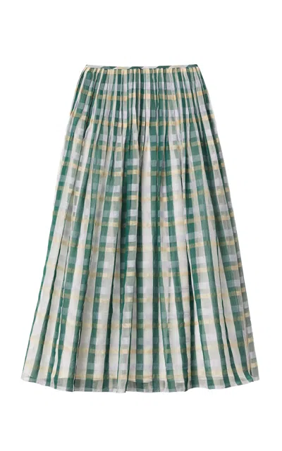 Lafayette 148 Cotton-silk Maxi Skirt In Green