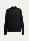 Lafayette 148 Petite Cotton-silk Tape Knit Bomber In Black