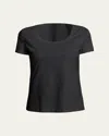 Lafayette 148 Cotton-stretch Basic Tee In Black