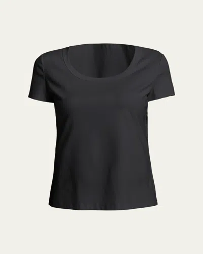Lafayette 148 Cotton-stretch Basic Tee In Black