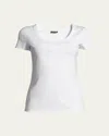 Lafayette 148 Cotton-stretch Basic Tee In White