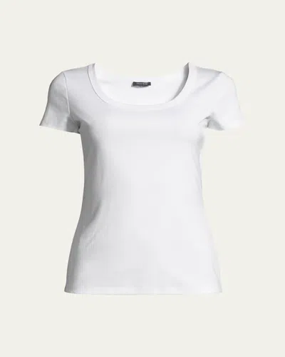 Lafayette 148 Cotton-stretch Basic Tee In White