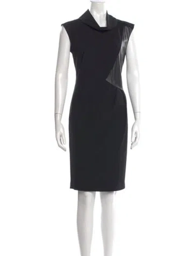 Pre-owned Lafayette 148 Cowl Neck Knee-length Dress In Black