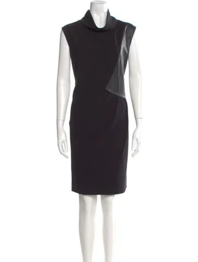 Pre-owned Lafayette 148 Cowl Neck Knee-length Dress In Black