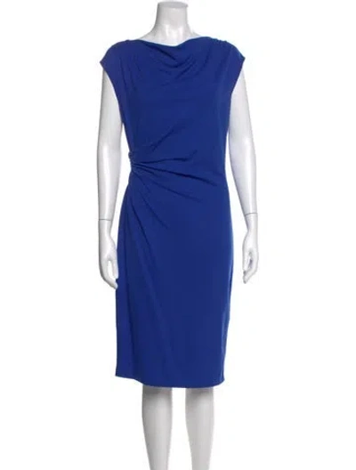 Pre-owned Lafayette 148 Cowl Neck Knee-length Dress In Blue