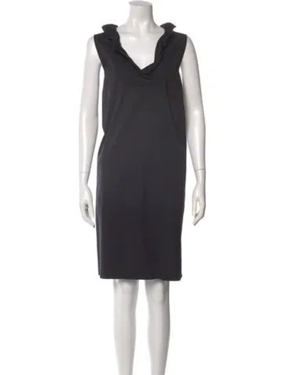 Pre-owned Lafayette 148 Cowl Neck Knee-length Dress In Gray