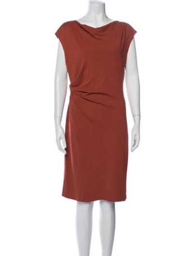 Pre-owned Lafayette 148 Cowl Neck Knee-length Dress In Orange
