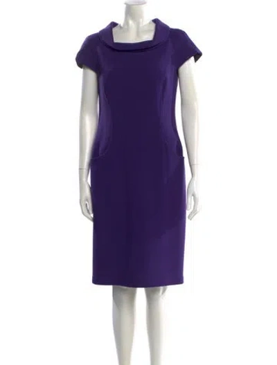 Pre-owned Lafayette 148 Cowl Neck Knee-length Dress In Purple