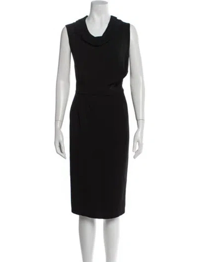 Pre-owned Lafayette 148 Cowl Neck Midi Length Dress In Black