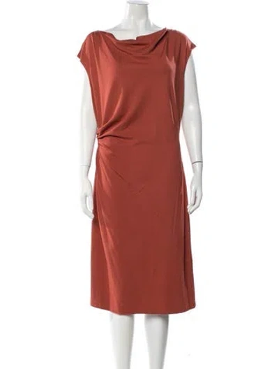 Pre-owned Lafayette 148 Cowl Neck Midi Length Dress In Orange