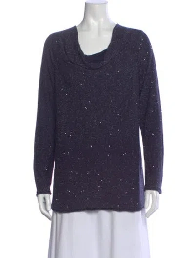 Pre-owned Lafayette 148 Cowl Neck Sweater In Blue