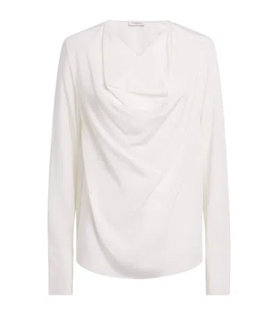 Lafayette 148 Crepe Cowl-neck Blouse In White