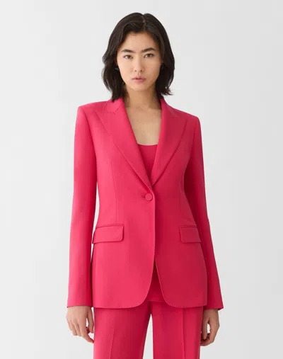 Lafayette 148 Single-button Finesse Crepe Blazer In Pink