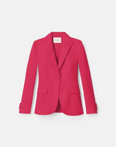 Lafayette 148 Crepe Fitted Single Button Blazer In Purple