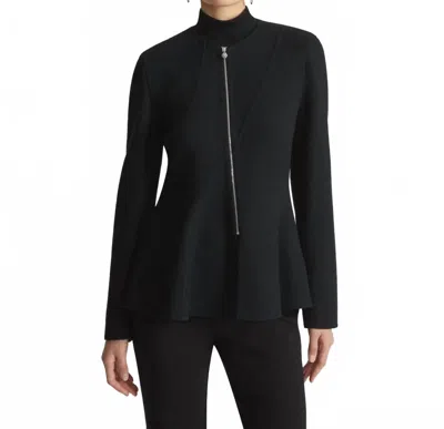 Lafayette 148 Crepe Flounced Hem Jacket In Black