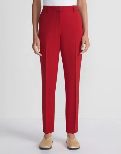 Lafayette 148 Crepe High Rise Straight Leg Ankle Pants In Red