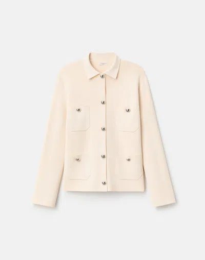 Lafayette 148 Crepe Knit Button Front Shirt Jacket In Gray