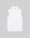 Lafayette 148 Crepe Knit Sleeveless Turtleneck Shell In Cloud