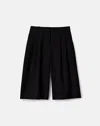 Lafayette 148 Crepe Pleated Wide Leg Long Short In Black