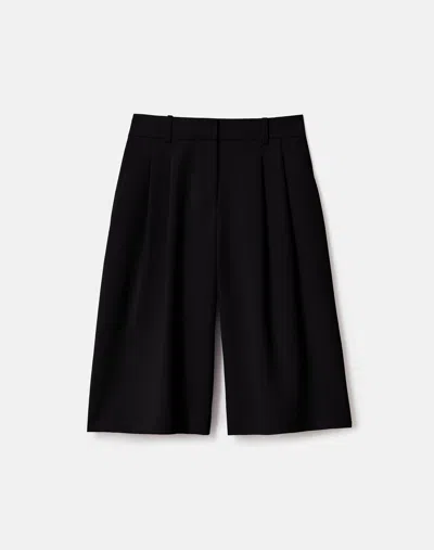 Lafayette 148 Crepe Pleated Wide Leg Long Short In Black