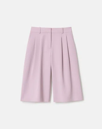 Lafayette 148 Crepe Pleated Wide Leg Long Short In Lavender Tint