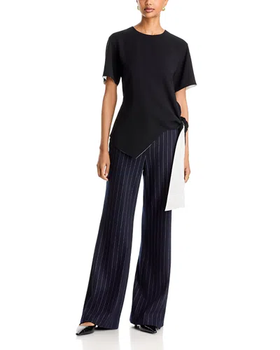 Lafayette 148 Crepe Reversible Side Tie Blouse In Purple