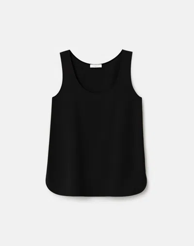 Lafayette 148 Crepe Sleeveless Tank Blouse In Black