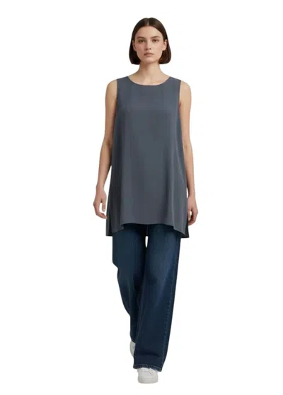 Lafayette 148 Crepe Tank Top In Grey Bue In Blue
