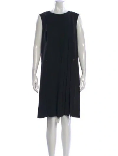 Pre-owned Lafayette 148 Crew Neck Knee-length Dress In Black
