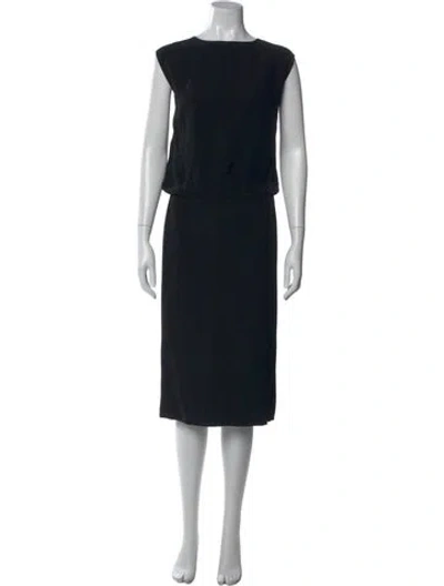Pre-owned Lafayette 148 Crew Neck Knee-length Dress In Black