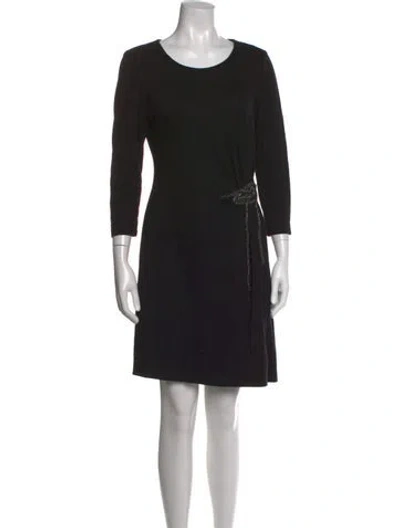 Pre-owned Lafayette 148 Crew Neck Knee-length Dress In Black