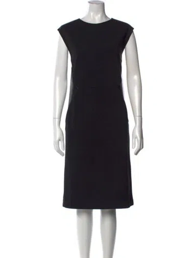 Pre-owned Lafayette 148 Crew Neck Knee-length Dress In Black