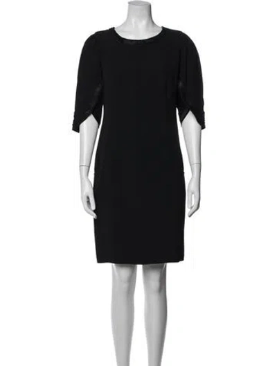 Pre-owned Lafayette 148 Crew Neck Knee-length Dress In Black