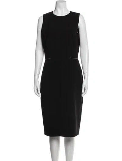 Pre-owned Lafayette 148 Crew Neck Knee-length Dress In Black