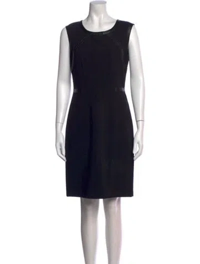 Pre-owned Lafayette 148 Crew Neck Knee-length Dress In Black