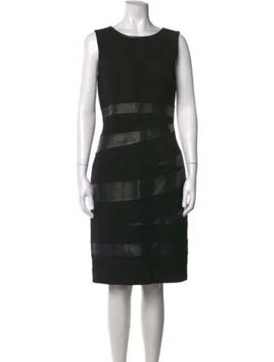 Pre-owned Lafayette 148 Crew Neck Knee-length Dress In Black